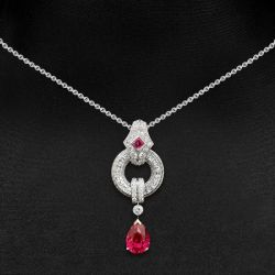 Pear Cut Ruby Sapphire Pendant Necklace For Women Wedding Jewelry