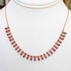 Golden Round Cut Ruby Sapphire Choker Necklace Wedding Necklace For Women