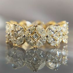 Eternity Cluster Design Golden Marquise & Princess Cut Yellow Sapphire Wedding Band For Women