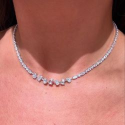 Classic Multi Cut White Sapphire Tennis Wedding Necklace For Women Wedding Jewelry