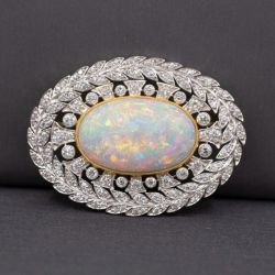 Two Tone Antique Oval Cut Opal Brooch For Women