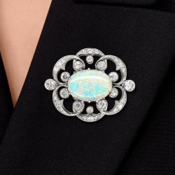 Vintage Oval Cut Opal Brooch For Women
