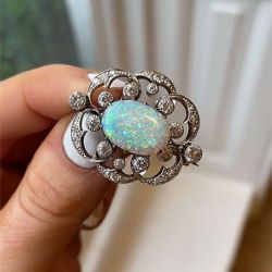 Vintage Oval Cut Opal Brooch For Women