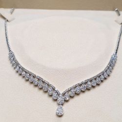 Pear Cut White Sapphire Necklace For Women Wedding Jewelry