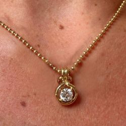 Golden Round Cut White Sapphire Pendant Necklace For Women Wedding Jewelry