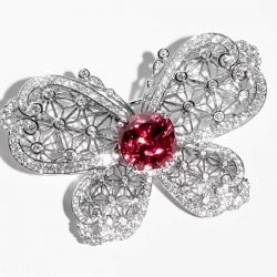 Butterfly Cushion Cut Pink Sapphire Brooch For Women Wedding Jewelry
