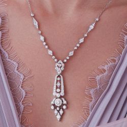 Halo Round Cut White Sapphire Pendant Necklace For Women