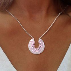 Round Cut Pink Sapphire Pendant Necklace Wedding Necklace For Women  