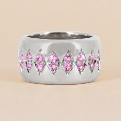 Round Cut Pink Sapphire Wedding Band For Women Wedding Jewelry