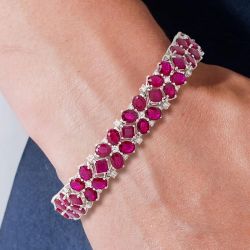 Oval & Asscher Cut Ruby Sapphire Bracelet For Women