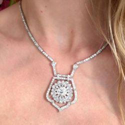 Round Cut White Sapphire Necklace For Women Wedding Jewelry 