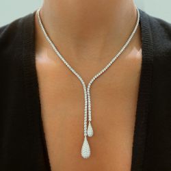 Pear Shape Round Cut White Sapphire Necklace For Women Wedding Jewelry   