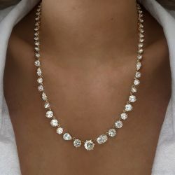 Golden Multi Cut White Sapphire Necklace For Women Wedding Jewelry 