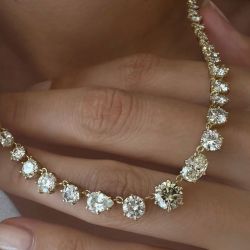 Golden Multi Cut White Sapphire Necklace For Women Wedding Jewelry 