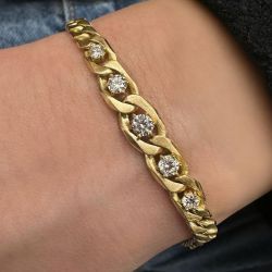 Golden Round Cut White Sapphire Bracelet For Women Wedding Jewelry  
