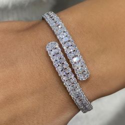 Oval Cut White Sapphire Bangle Bracelet For Women Wedding Jewelry 