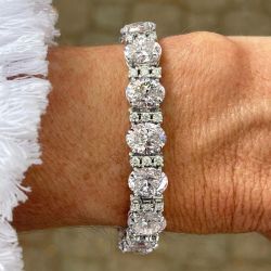 Oval Cut White Sapphire Bracelet For Women Wedding Jewelry 