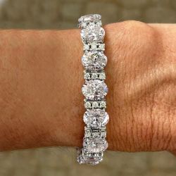 Oval Cut White Sapphire Bracelet For Women Wedding Jewelry 