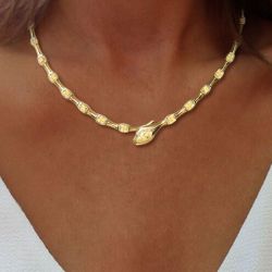 Golden Serpent designs Pear Cut Yellow Sapphire Wedding Necklace For Women Luxury Jewelry 