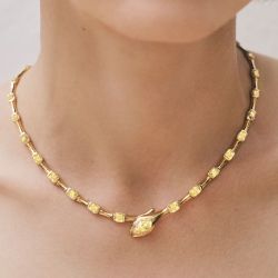 Golden Serpent designs Pear Cut Yellow Sapphire Wedding Necklace For Women Luxury Jewelry 