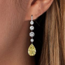 Elegant Pear Cut Yellow Sapphire Drop Earrings For Women Wedding Jewelry