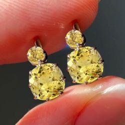 Gold Cushion Cut Yellow Sapphire Earrings Drop Earrings For Women Wedding Jewelry 