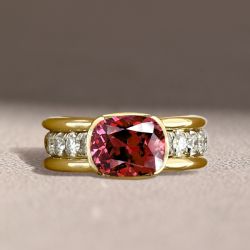 Two Tone Bezel Cushion Cut Ruby Sapphire Engagement Ring For Women Wedding Jewelry