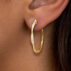 Round Cut White Sapphire Wave Hoop Earrings For Women Wedding Jewelry