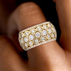Golden Round Cut White Sapphire Wedding Band For Women Wedding Jewelry