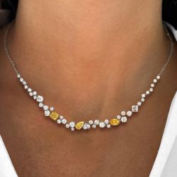 Two Tone Multi Cut White & Yellow  Sapphire Pendant Necklace For Women Wedding Jewelry 