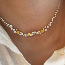 Two Tone Multi Cut White & Yellow  Sapphire Pendant Necklace For Women Wedding Jewelry 