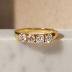 Golden Round Cut White Sapphire Wedding Band For Women Wedding Jewelry