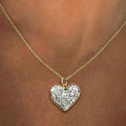 Two Tone Heart Design Round Cut White Sapphire Pendant Necklace For Women Wedding Jewelry
