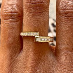 Golden Round & Baguette Cut White Sapphire Wedding Band For Women Wedding Jewelry 