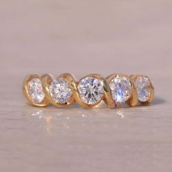 Golden Round Cut White Sapphire Wedding Band For Women Wedding Jewelry 