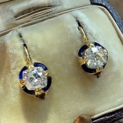 Golden Cushion Cut White Sapphire Earrings Drop Earrings For Women 