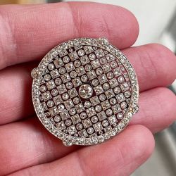 Milgrain Art Deco Round Cut White Sapphire Brooch For Women