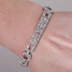 Milgrain Art Deco Round & Marquise Cut White Sapphire Bracelet For Women Wedding Jewelry