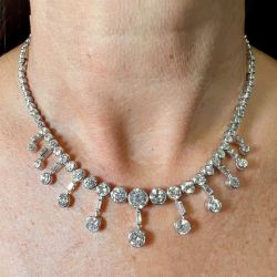 Art Deco Round Cut White Sapphire Necklace For Women Wedding Jewelry