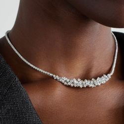 Round Cut White Sapphire Necklace For Women Wedding Jewelry   