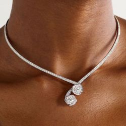 Round Cut White Sapphire Necklace For Women Wedding Jewelry 