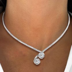Round Cut White Sapphire Necklace For Women Wedding Jewelry 