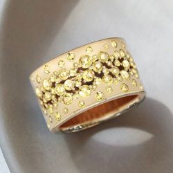 Golden Round Cut Yellow Sapphire Wedding Band For Women Wedding Jewelry 