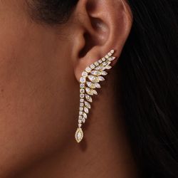 Golden Halo Marquise Cut White Sapphire Earrings Drop Earrings For Women