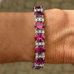 Oval Cut Ruby Sapphire Bracelet For Women Wedding Jewelry 