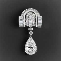 Vintage Pear Cut White Sapphire Brooch For Women