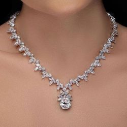 Pear Cut White Sapphire Necklace Wedding Necklace For Women