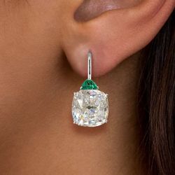 Cushion Cut White Sapphire Drop Earrings For Women