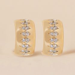 Golden Round Cut White Sapphire Hoop Earrings For Women Wedding Jewelry 