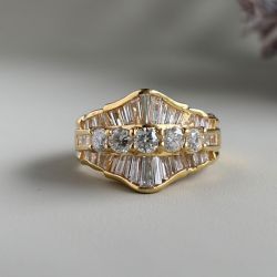 Golden Round Cut White Sapphire Wedding Band For Women Wedding Jewelry 